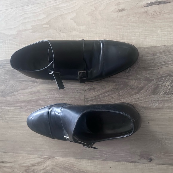 Canali Black Leather monk strap Dress Shoes
